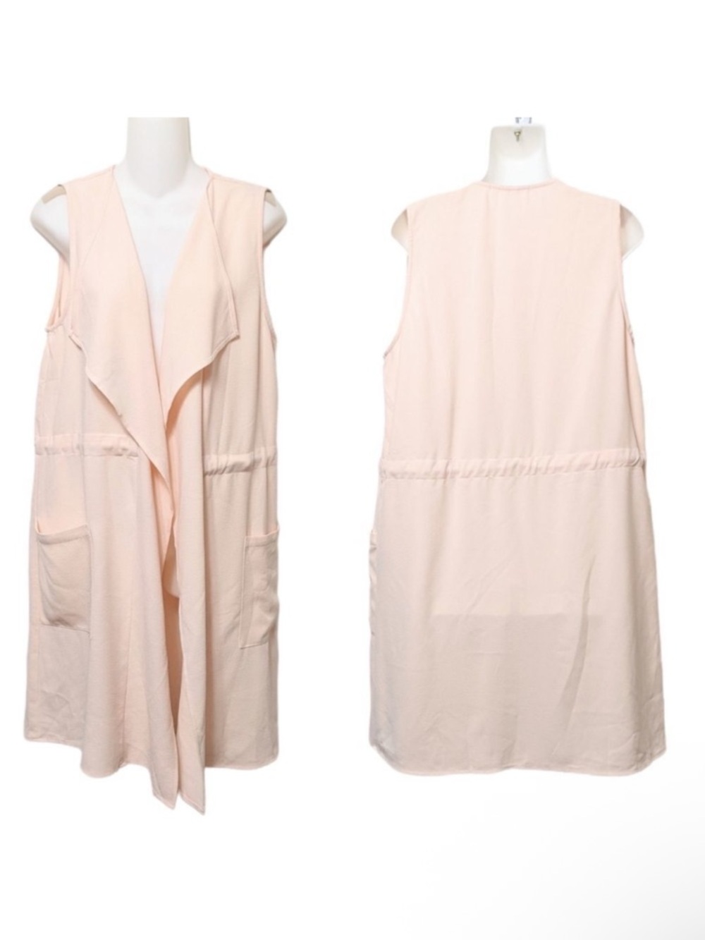 MOD Blush Pink Gilet Open Front Long Vest L